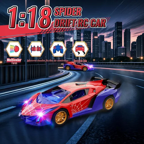 Miniatura 3 de ZIROKAY Coche de Control Remoto de Araña con Luces Intermitentes Multicolor, Coches RC de Derrape, Juguetes de Araña Regalos para Niños de 3 4 5 6 7