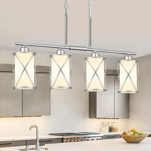 Miniatura 29 de CH9176BK-3PK - Luces colgantes de cristal para isla de cocina, paquete de 3, iluminación colgante de cocina negra sobre la isla con varilla, moderna
