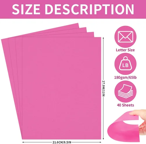 Miniatura 2 de Uncle Paul 40 hojas de cartulina rosa Bloming – 8.5 x 11 pulgadas de doble cara, papel de impresora de 65 libras, perfecto para álbumes de recortes