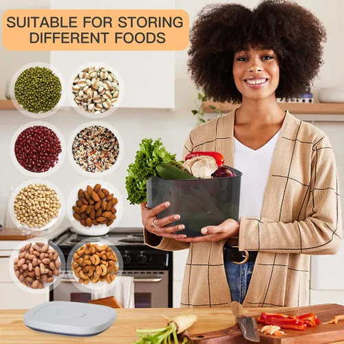 Miniatura 5 de Dispensador de arroz de 25 libras, contenedor de almacenamiento de arroz de 10.5 Qt/10 L/22-25 lbs con taza de medición y cepillo, contenedores