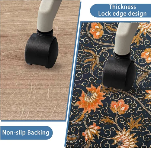 Miniatura 4 de Tapete para silla de suelo de madera dura en casa, oficina, debajo del escritorio, para silla de videojuegos, ruedas fácil de enrollar, Mat-flores