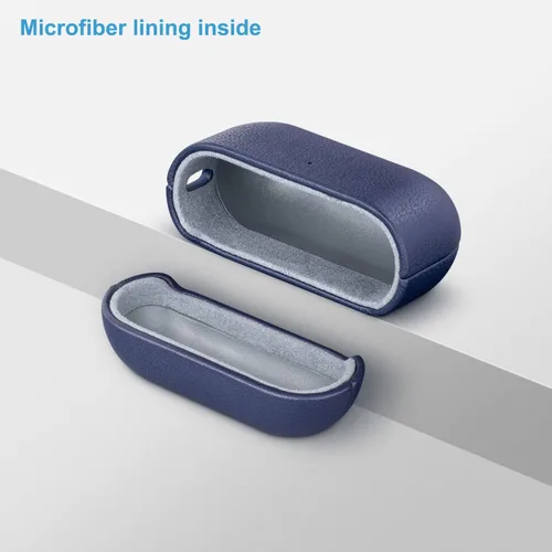 Miniatura 5 de Lopie Funda de piel para AirPods Pro de 2ª generación, azul cian, funda protectora totalmente envuelta con piel de cordero, protección de 360