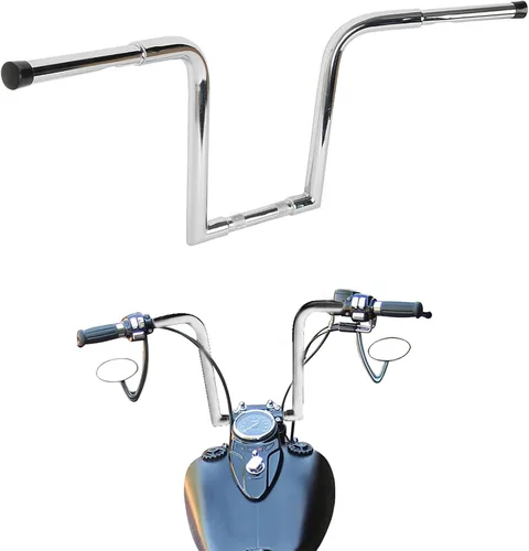 Miniatura 28 de XFMT - Manubrio de motocicleta color negro de 10" de elevación Batwing APE con colgadores de 1-1/4" para Harley Sportster XL Softail Dyna Road King