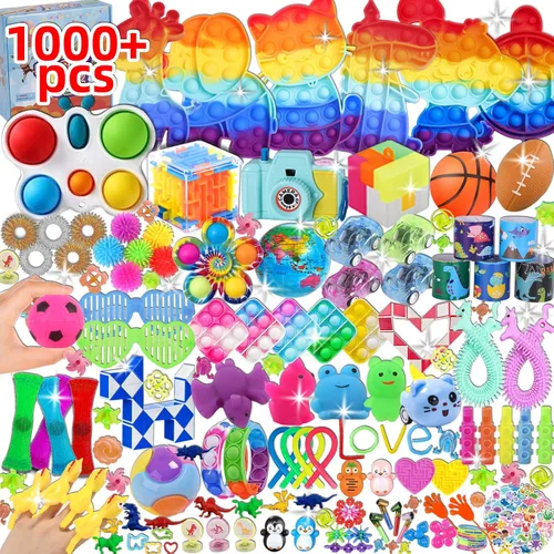 1000 piezas de recuerdos de fiesta para niños, juguetes para ansiedad a granel, juguetes de regalo de cumpleaños, rellenos de calcetines inquietos,