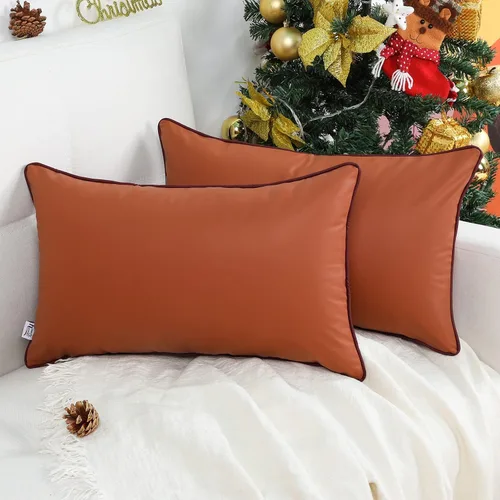 Miniatura 7 de Paquete de 2 fundas de almohada para exteriores de 12 x 20 pulgadas, resistente al agua, de piel de silicona, resistente a los rayos UV, resistente