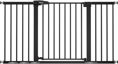 Miniatura 27 de Babelio Puerta de bebé metálica, de 74-122 cm, con cierre automático, fácil de instalar, puerta de seguridad para niños extra ancha, puerta