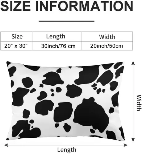 Miniatura 4 de Juego de 2 fundas de almohada con estampado de vaca, tamaño Queen, color blanco y negro, fundas de almohada lumbar, fundas decorativas estándar