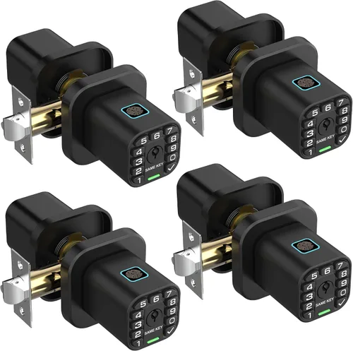Miniatura 11 de Richelock Pomo de puerta de huellas dactilares, cerradura biométrica inteligente con teclado, perilla de puerta de código de entrada sin llave