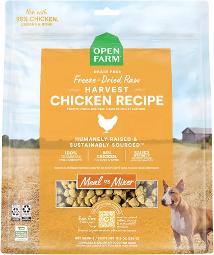 Miniatura 15 de Open Farm, Comida para Perros Cruda Deshidratada, Trozos con 95% de Carne, Órganos y Hueso, Productos Orgánicos y Superalimentos, Comida Completa