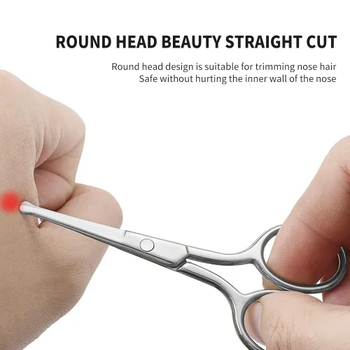Miniatura 4 de AsonTao Tijeras pequeñas con diseño de punta redonda – Aseo profesional para el cabello, pestañas, nariz, corte de cejas, bigote – no dañará