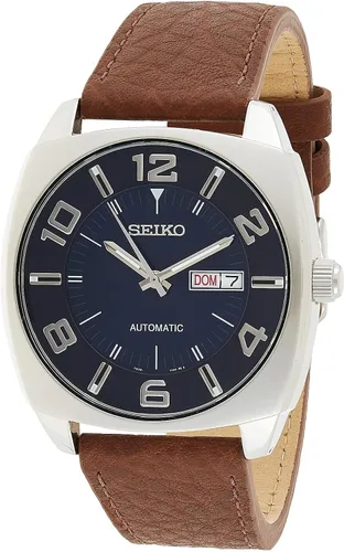 Seiko Reloj Automático para Hombre - Serie Recraft - Correa de Cuero Marrón, Calendario Día/Fecha, Resistente al Agua 50m