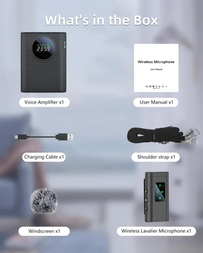 Miniatura 7 de Amplificador de voz S67 Micrófono inalámbrico para profesores en el aula recargable, mini micrófono de solapa Lavalier, sistema PA de altavoz
