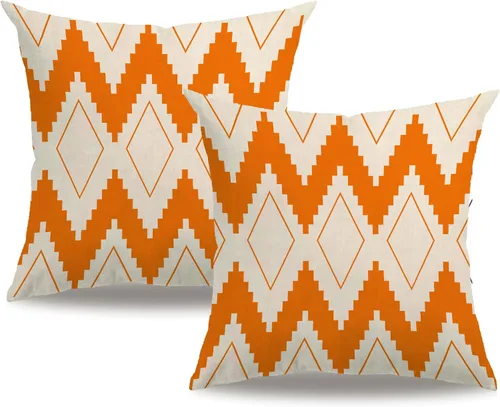 Miniatura 8 de 7COLORROOM Fundas de almohada de estilo geométrico moderno, rayas negras y beige, de lino y algodón, cuadradas, decorativas, para el hogar, 18 x 18