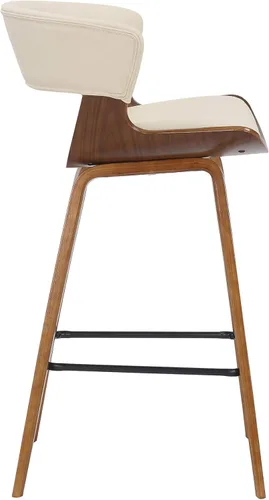 Miniatura 4 de Armen Living Jagger Modern Taburete de bar de 26 pulgadas de altura de mostrador con piel sintética crema y reposapiés recubierto de polvo negro