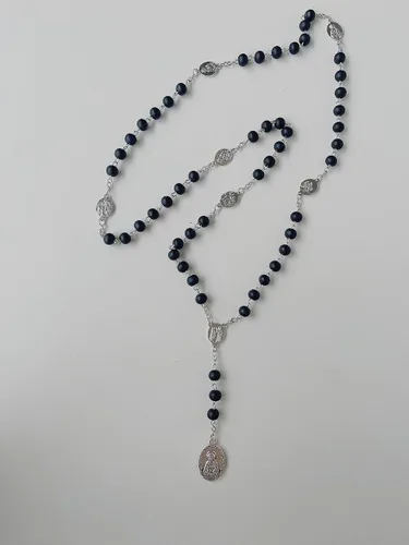Miniatura 6 de Seven Sorrows of Mary Rosary - Collar de joyería católica de 0.236 in con cuentas de madera para orar (negro), Zinc, Sin piedra preciosa