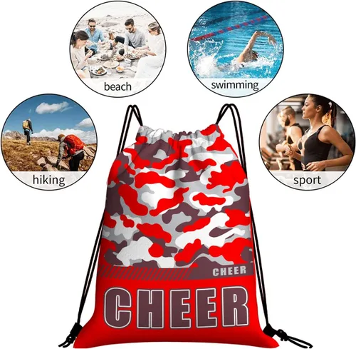 Miniatura 17 de Mochila con cordón impermeable para gimnasio, bolsas con cordón, bolsa de cuerda deportiva, mochila de camuflaje, Bolsas con cordón Cheer - Bolsas