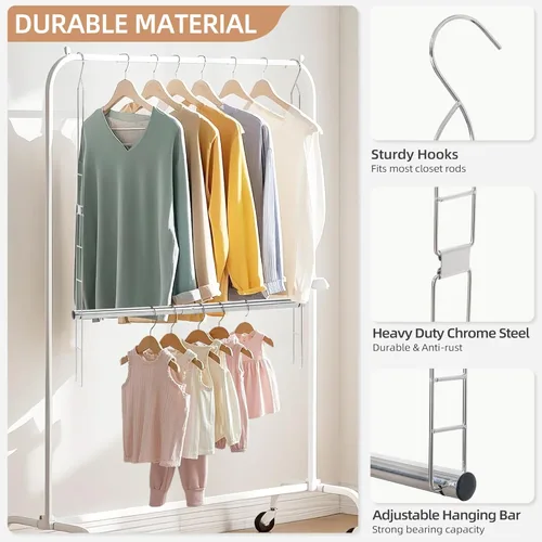 Miniatura 3 de STORAGE MANIAC Barra de colgar para clóset, organizador de colgar para armario con ancho y altura ajustables, barra de colgar para ropa que ahorra