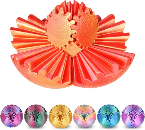 Miniatura 9 de 2 unidades de juguetes para ansiedad con bola de engranaje, esfera de engranaje, steampunk, alivio del estrés para niños y adultos, impreso en 3D