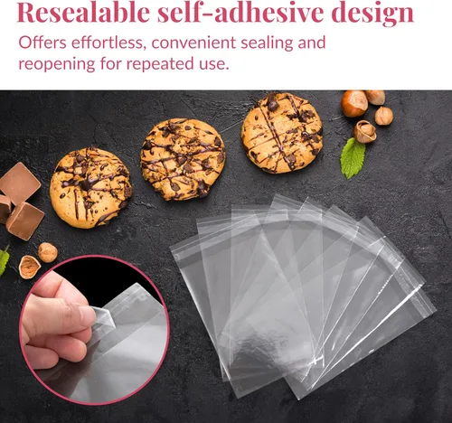 Miniatura 2 de Prestee Bolsas de celofán transparente autosellantes – Paquete de 200 bolsas de plástico transparente para embalaje, golosinas, regalos y bolsas