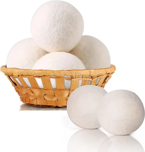 Miniatura 9 de Paquete de 4 bolas de secado de lana, bolas de secado de lavandería, 100% lana de Nueva Zelanda suavizante de tela natural, reutilizables, 1000