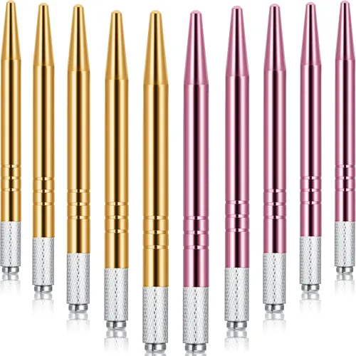 Miniatura 9 de Chumia 10 bolígrafos Microblading, bolígrafos manuales para cejas, herramientas manuales de aluminio, soporte manual ligero para suministros