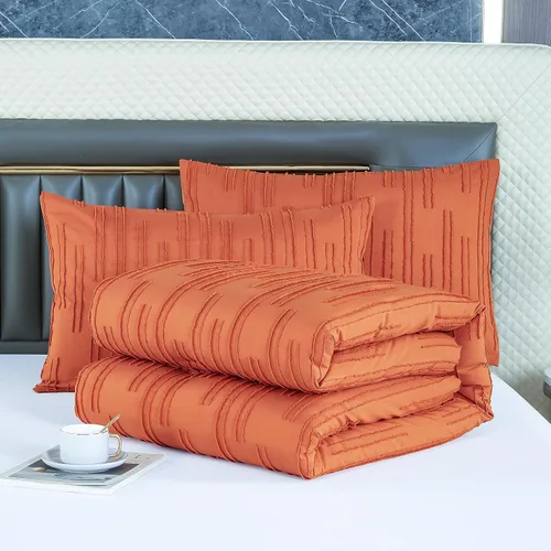Miniatura 6 de Ikawaapurry Juego de edredón de tamaño Queen de color naranja quemado salvia, para cama Queen, estilo rústico, bohemio, esponjoso, ligero