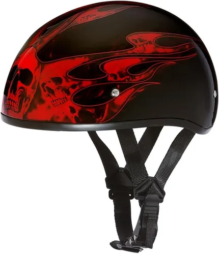 Miniatura 15 de Daytona Helmets - Medio casco de motocicleta con diseño de calavera y huesos cruzados – Aprobado DOT [Gráficos]