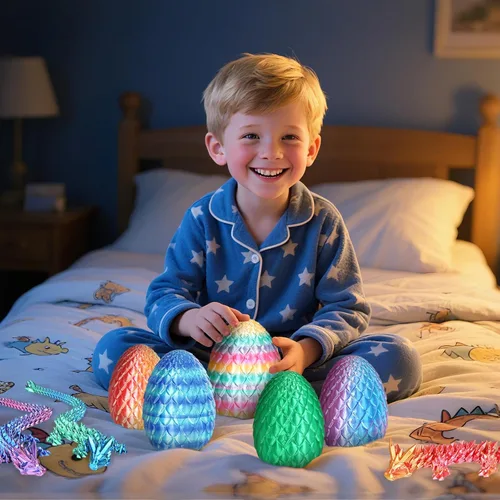 Miniatura 8 de Huevos de Dragón Pequeños con Dragón en el Interior, Regalos Divertidos Sorpresa Impresos en 3D para Niños, Juguetes Fidget de Dragón Articulados