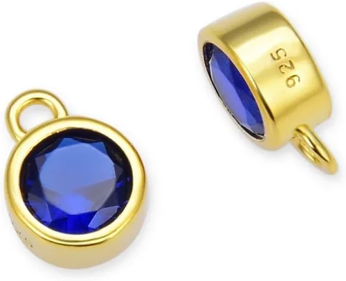 Miniatura 18 de Adabele Auténtico colgante de plata de ley chapada en oro amarillo de 18 quilates con circonia cúbica redonda pequeña de 4 mm y 6 mm, engastada