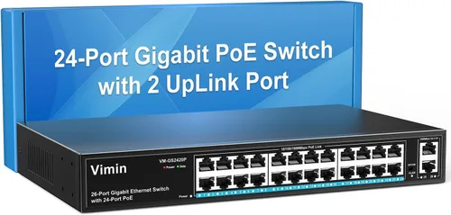 Miniatura 11 de Switch PoE Gigabit de 4 puertos con 1 puerto Gigabit de enlace ascendente, conmutador PoE Ethernet no administrado de 5 puertos VIMIN