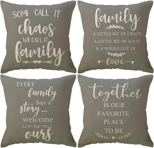 Miniatura 10 de ULOVE LOVE YOURSELF Juego de 4 fundas de cojín decorativas con citas para el hogar, 18 x 18 pulgadas, fundas de almohada rústicas con palabras