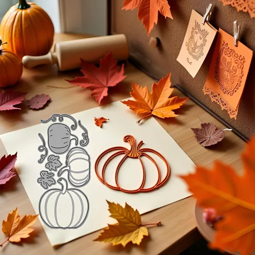 Miniatura 2 de Troqueles de corte de marco de calabaza para hacer tarjetas, borde de encaje, plantillas de corte de calabaza para álbumes de recortes, álbum