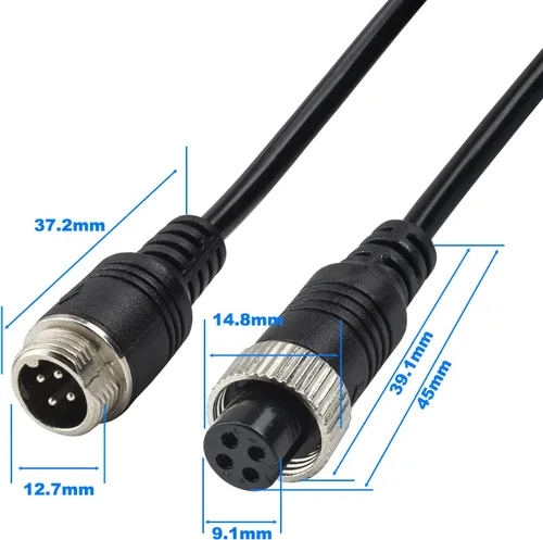 Miniatura 7 de Cable de cámara de 4 pines con cubierta de tubo de corrugación, cable de extensión de video de aviación de 4 pines, cámara de visión trasera CCTV