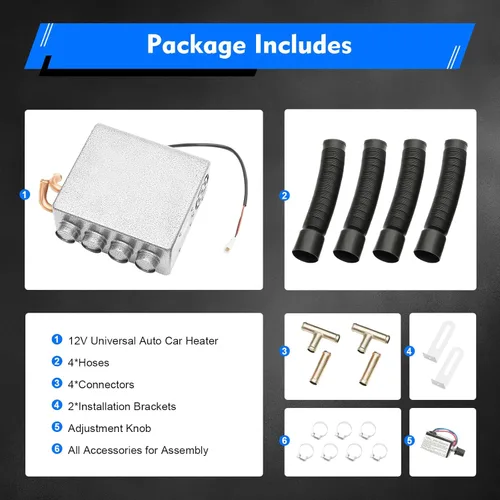Miniatura 5 de Calentador universal para debajo del tablero, calentador auxiliar universal de 12 V para minivan/camiones/cosechadoras, calentador de coche con 4