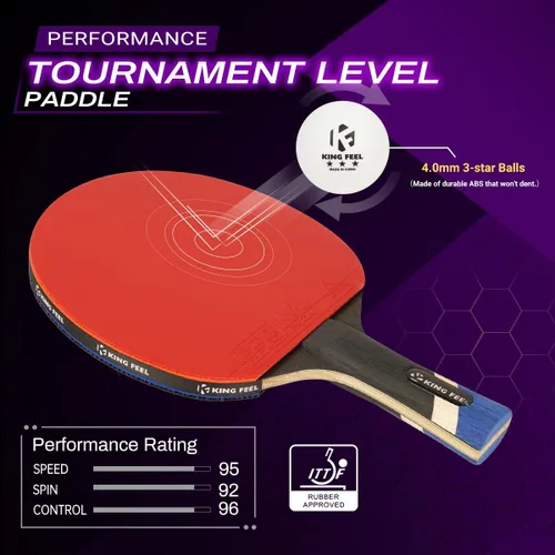 Miniatura 5 de Raquetas profesionales de ping pong, ligeras raquetas de tenis de mesa de fibra de carbono con hoja de 7 capas, esponja premium de 0.08 pulgadas