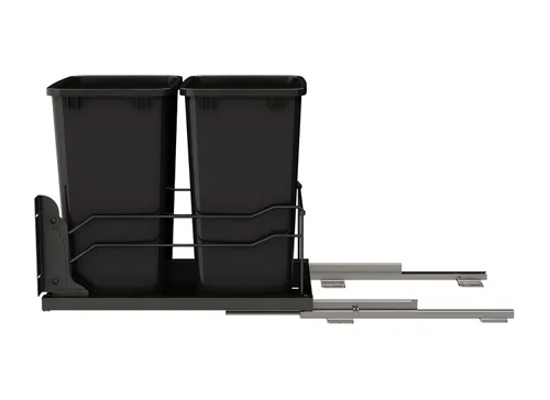 Miniatura 7 de Rev-A-Shelf Bote de basura doble extraíble para debajo de gabinetes de cocina, 35 cuartos, 8.75 galones con rieles de cierre suave para gabinetes