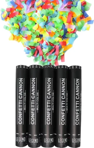 Legend & Co. Cañones de confeti grandes multicolor, (paquete de 5), biodegradables y accionados por aire, lanza 20-25 pies, para celebraciones,