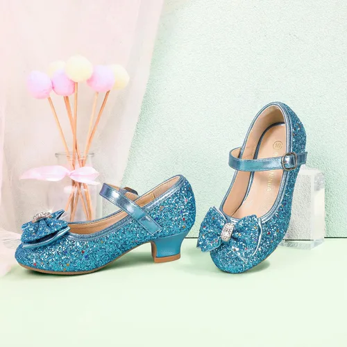 Miniatura 105 de PANDANINJIA Vestido de jada para niñas y niños pequeños, zapatos de princesa Mary Jane con tacones con lazo para fiesta, boda, boda