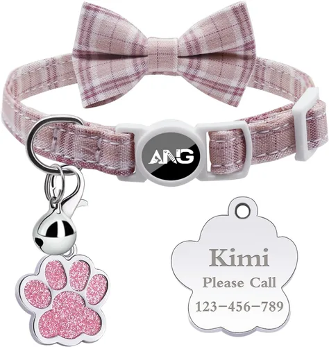 Miniatura 17 de Collares de gato personalizados con etiqueta de identificación, corbata de campana, collares de gatito personalizados de liberación rápida