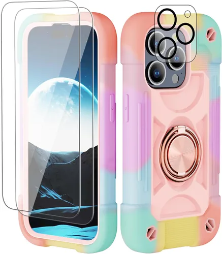 Miniatura 34 de Funda para iPhone 11 de 6.1 pulgadas con soporte de anillo, con 2 protectores de pantalla de vidrio, resistente a los golpes, resistente a