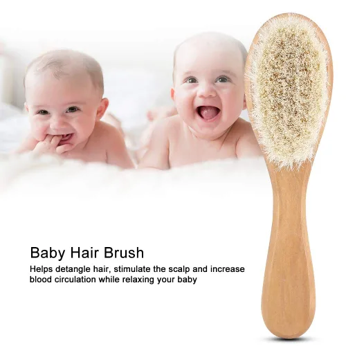 Miniatura 3 de Cepillo de pelo de bebé, peine de madera suave para el masaje de la cabeza del recién nacido y el aseo