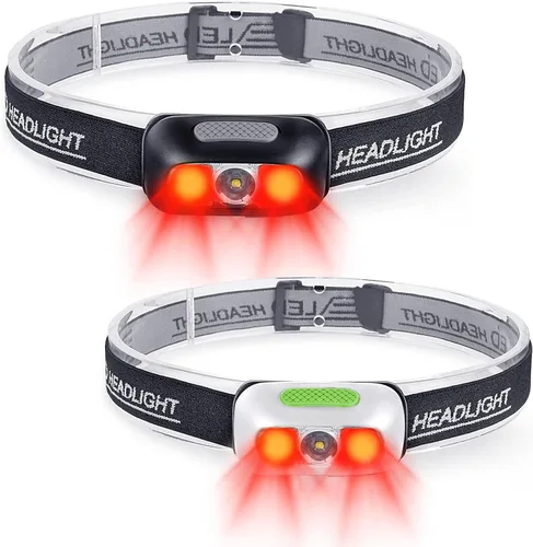 Miniatura 9 de Linterna frontal recargable, ultra brillante de 500 lúmenes, 5 modos de iluminación con luz roja, IPX4, impermeable, correa ajustable, linterna