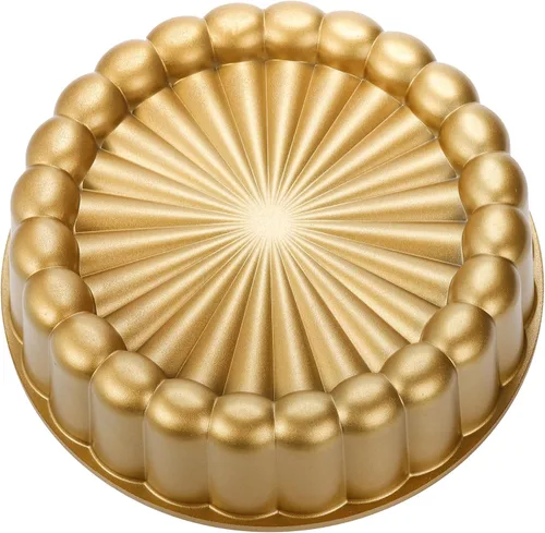 Miniatura 3 de Goaste Charlotte Cake Pan de 9.5 pulgadas, molde acanalado reutilizable, aluminio antiadherente con forma de flor para queso, chocolate, tarta