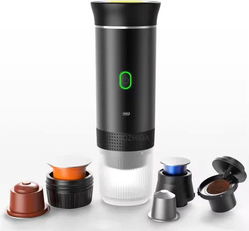 Miniatura 9 de Cafetera portátil 3 en 1 – Máquina de café espresso eléctrica para viajes – Compatible con café molido, cápsulas NS y DG – Cafetera de espresso
