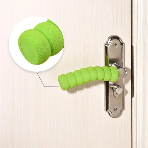 Miniatura 5 de uxcell Cubierta de manija de puerta Protector de goma de nitrilo Funda en espiral Verde 2 piezas