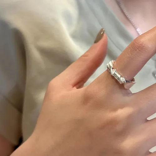 Miniatura 134 de Anillo de plata de ley 925, minimalista, ajustable, hecho a mano, para mujeres y niñas