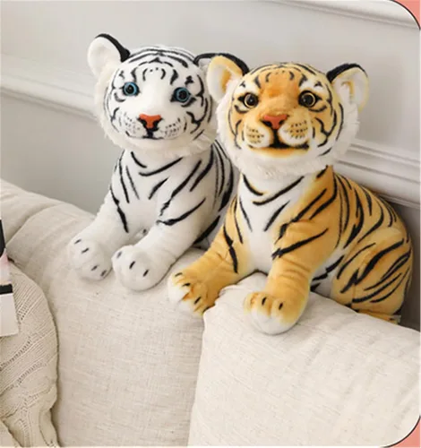 Miniatura 4 de Peluche de tigre, almohada de tigre, lindo animal de peluche, regalo para niños y niñas (blanco, 9.0 pulgadas)