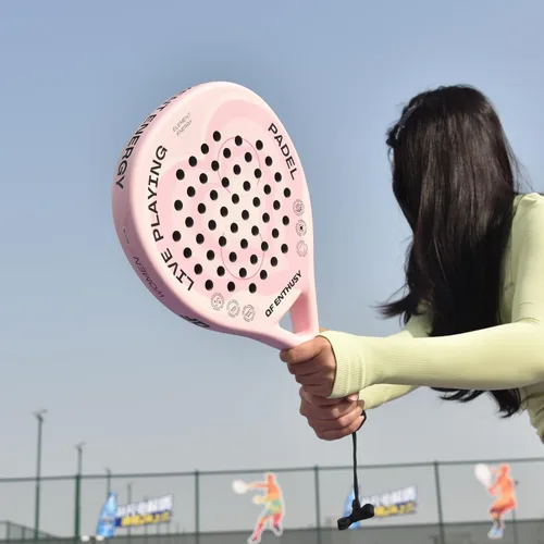 Miniatura 5 de Padel Racket, Carbon Fiber Surface Padel Racquet, Lightweight, Ideal for Training/Matches Rosa