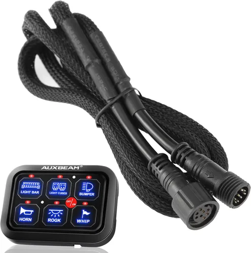 Auxbeam Arnés de cableado de extensión para panel de interruptores de 6 vías BC60, GC60, línea de cable extendida del controlador de interruptores,