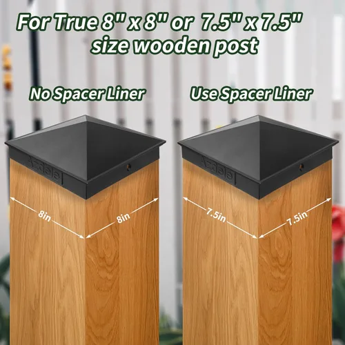 Miniatura 39 de Azdele Tapas de aluminio piramidal de 4 x 4 para postes nominales de madera de 4 x 4 pulgadas (verdadero 3.5 x 3.5 pulgadas), con superficie
